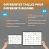 SB Calendrier Mensuel Magnétique Pour Frigo A3 42X30CM + 4 Marqueurs Premium + 55 Stikers Aléatoires | Tableau Magnetique Frigo 