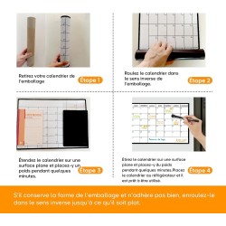 SB Calendrier Mensuel Magnétique Pour Frigo A3 42X30CM + 4 Marqueurs Premium + 55 Stikers Aléatoires | Tableau Magnetique Frigo 