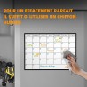 SB Calendrier Mensuel Magnétique Pour Frigo A4 30X21CM + 4 Marqueurs Premium + 55 Stikers Aléatoires | Tableau Magnetique Frigo 