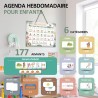 Planning de semaine pour enfants - 42×32 cm Calendrier enfant éducatif Montessori avec 177 aimants & cordelette - Tableau routin