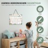Planning de semaine pour enfants - 42×32 cm Calendrier enfant éducatif Montessori avec 177 aimants & cordelette - Tableau routin