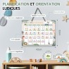 Planning de semaine pour enfants - 42×32 cm Calendrier enfant éducatif Montessori avec 177 aimants & cordelette - Tableau routin