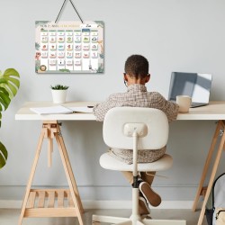 Planning de semaine pour enfants - 42×32 cm Calendrier enfant éducatif Montessori avec 177 aimants & cordelette - Tableau routin