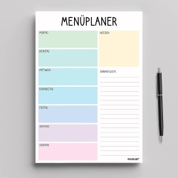 Menüplaner Block A4, Essensplaner - Einkaufsliste Woche Block für die Ganze Woche, 52 Blatt - Essensplan für Eine Gesunde Ernähr
