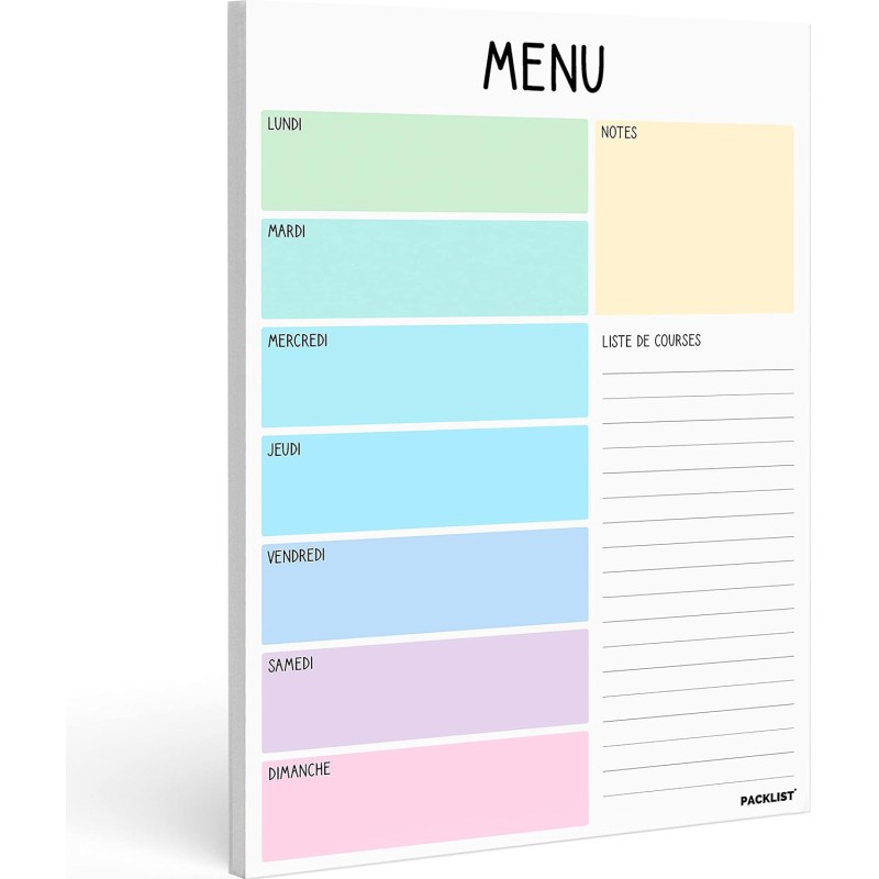 Planificateur de Repas Hebdomadaire et Liste de Courses - Planificateur de Nourriture 52 feuilles pour un Plan de Repas Sain - B