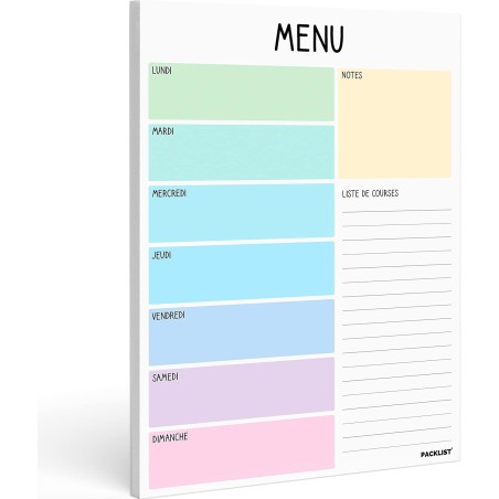 Planificateur de Repas Hebdomadaire et Liste de Courses - Planificateur de Nourriture 52 feuilles pour un Plan de Repas Sain - B