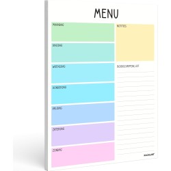 Planificateur de menu hebdomadaire à Boodschappenlijst, Planificateur de menu hebdomadaire. Papier A4 / 100 g Voedselcontrolebor