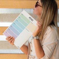 Planificateur de menu hebdomadaire à Boodschappenlijst, Planificateur de menu hebdomadaire. Papier A4 / 100 g Voedselcontrolebor