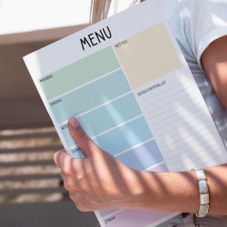 Planificateur de menu hebdomadaire à Boodschappenlijst, Planificateur de menu hebdomadaire. Papier A4 / 100 g Voedselcontrolebor
