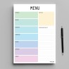 Planificateur de menu hebdomadaire à Boodschappenlijst, Planificateur de menu hebdomadaire. Papier A4 / 100 g Voedselcontrolebor