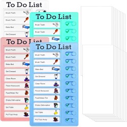 To Do List pour Enfants, 4 Pièces Tableau Routine Enfant, Semainier Enfant Réutilisable et 20 Cartes Liste de Contrôle DIY, Plan