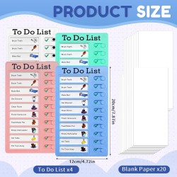 To Do List pour Enfants, 4 Pièces Tableau Routine Enfant, Semainier Enfant Réutilisable et 20 Cartes Liste de Contrôle DIY, Plan