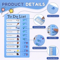 To Do List pour Enfants, 4 Pièces Tableau Routine Enfant, Semainier Enfant Réutilisable et 20 Cartes Liste de Contrôle DIY, Plan