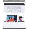 Varhomax Tableau blanc de bureau en verre avec rangement, organiseur de bureau, liste de tâches, bloc-notes, bloc-notes, tableau