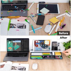 Tableau en verre de rangement de bureau Varhomax gris