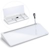 Varhomax Tableau blanc de bureau en verre avec rangement, tableau blanc effaçable à sec, liste de tâches, support de clavier pou