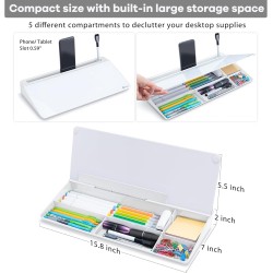 Varhomax Tableau blanc de bureau en verre avec rangement, tableau blanc effaçable à sec, liste de tâches, support de clavier pou
