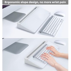 Varhomax Tableau blanc de bureau en verre avec rangement, tableau blanc effaçable à sec, liste de tâches, support de clavier pou