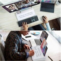 Varhomax Tableau blanc de bureau en verre avec rangement, tableau blanc effaçable à sec, liste de tâches, support de clavier pou