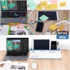 Varhomax Tableau blanc de bureau en verre avec rangement, organiseur de bureau effaçable à sec, tableau blanc pour liste de chos