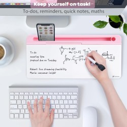 Varhomax Tableau blanc de bureau en verre avec rangement, liste de choses à faire, tableau blanc effaçable à sec pour la maison,