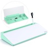 Varhomax Tableau blanc de bureau en verre avec rangement, tableau blanc effaçable à sec, liste de choses à faire, support de cla