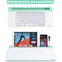 Varhomax Tableau blanc de bureau en verre avec rangement, tableau blanc effaçable à sec, liste de choses à faire, support de cla