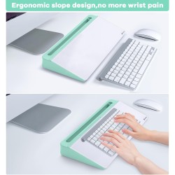 Varhomax Tableau blanc de bureau en verre avec rangement, tableau blanc effaçable à sec, liste de choses à faire, support de cla