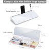 Varhomax Tableau blanc de bureau en verre avec miroir intégré, organiseur de bureau effaçable à sec avec rangement, bloc-notes p