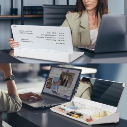 Varhomax Tableau blanc de bureau en verre avec miroir intégré, organiseur de bureau effaçable à sec avec rangement, bloc-notes p