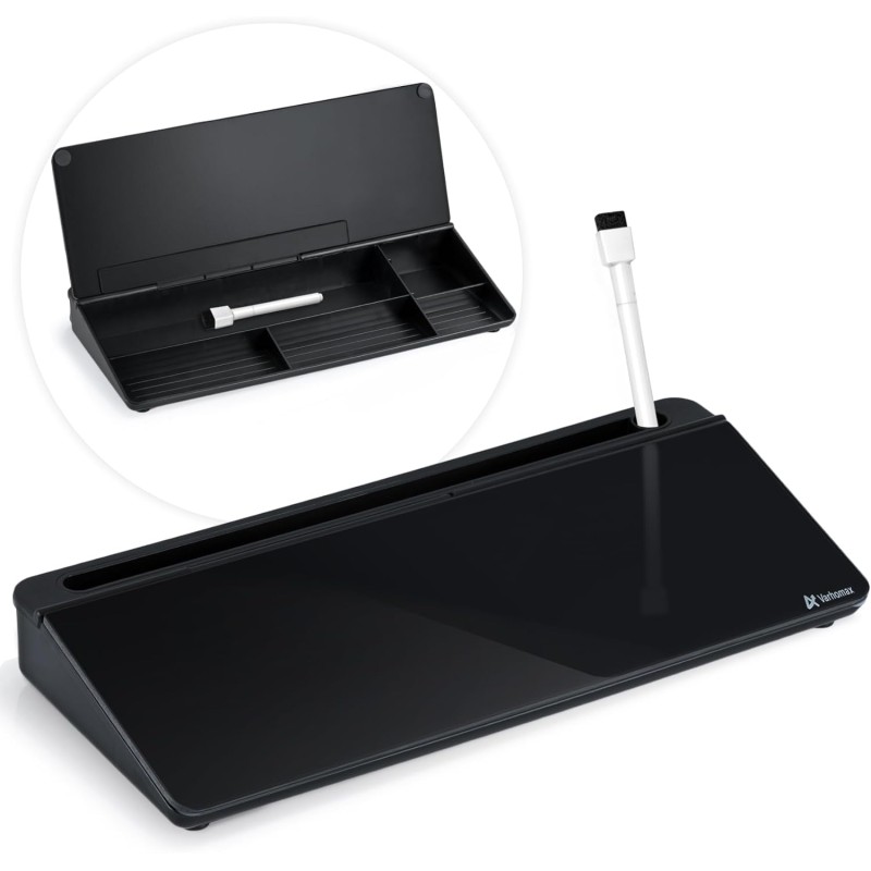 Varhomax Tableau blanc de bureau avec rangement, tableau blanc en verre effaçable à sec, liste de choses à faire pour la maison,