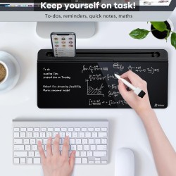 Varhomax Tableau blanc de bureau avec rangement, tableau blanc en verre effaçable à sec, liste de choses à faire pour la maison,