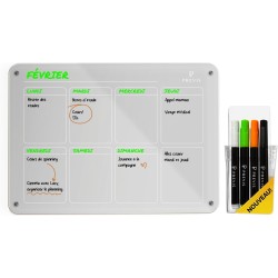 PREVIS BRAND Planning Frigo Magnetique Hebdomadaire Plexiglass Transparent A4(21X30CM) avec 4 Marqueurs Premium - Tableau Planne