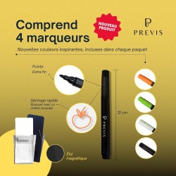 PREVIS BRAND Planning Frigo Magnetique Hebdomadaire Plexiglass Transparent A4(21X30CM) avec 4 Marqueurs Premium - Tableau Planne