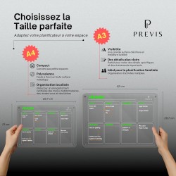 PREVIS BRAND Planning Frigo Magnetique Hebdomadaire Plexiglass Transparent A4(21X30CM) avec 4 Marqueurs Premium - Tableau Planne