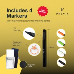 PREVIS BRAND 2X Calendrier Magnetique Frigo Transparent (Mensuel+Hebdomadaire) A4(21X30CM) avec 4 Marqueurs Premium -2 Tableau P