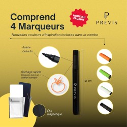 PREVIS BRAND Calendrier Magnetique Frigo Transparent Acrylique Mensuel A4 (21X30CM) 4 Marqueurs Premium - Tableau Planning Frigo