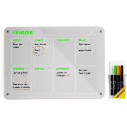 PREVIS BRAND Planning Frigo Magnetique Hebdomadaire Plexiglass Transparent A3(30X40CM) avec 4 Marqueurs Premium - Tableau Planne