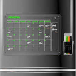 PREVIS BRAND Calendrier Acrylique Mensuel Magnetique Frigo Transparent A3 (30X40CM) avec 4 Marqueurs Premium - Tableau Planner F