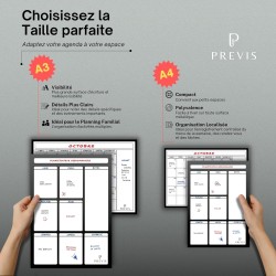 Previs Pack Calendrier Magnétique Mensuel A4 + Agenda Magnétique Hebdomadaire A4 pour Réfrigérateur - Organisateur - Agenda, Men
