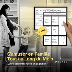 Previs Pack Calendrier Magnétique Mensuel A4 + Agenda Magnétique Hebdomadaire A4 pour Réfrigérateur - Organisateur - Agenda, Men