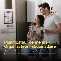 Previs Planning Frigo Magnetique Hebdomadaire A4 (21X29CM) avec 3 Marqueurs Premium - Idéal pour les listes de courses et l'orga