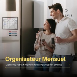 Previs Calendrier Magnetique Frigo A4 (21X29CM) avec 3 Marqueurs Premium- Planning Frigo Magnetique - Magnet Organisateur Famili