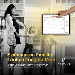 Previs Calendrier Magnetique Frigo A4 (21X29CM) avec 3 Marqueurs Premium- Planning Frigo Magnetique - Magnet Organisateur Famili