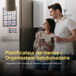 Previs Planning Frigo Magnetique Hebdomadaire A3 (30X40CM) avec 3 Marqueurs Premium - Idéal pour les listes de courses et l'orga