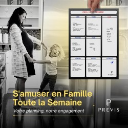 Previs Planning Frigo Magnetique Hebdomadaire A3 (30X40CM) avec 3 Marqueurs Premium - Idéal pour les listes de courses et l'orga