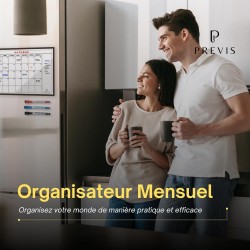 Previs Calendrier Magnetique Frigo A3 (30X40CM) avec 3 Marqueurs Premium- Planning Magnetique - Magnet Frigo Organisateur Famili