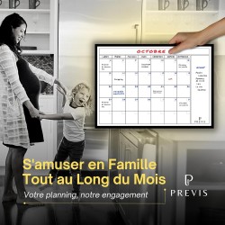 Previs Calendrier Magnetique Frigo A3 (30X40CM) avec 3 Marqueurs Premium- Planning Magnetique - Magnet Frigo Organisateur Famili