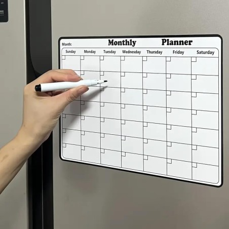 Calendrier magnétique mensuel et hebdomadaire pour réfrigérateur, planificateur magnétique, planificateur mensuel, tableau de pl