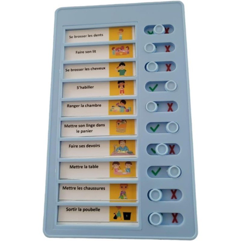 Liste de tâches à faire, Tableau todo list, avec 10 cartes blanches et 88 autocollants, Pour enfants non verbaux et autistes (Bl
